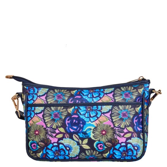 Floral Print Fabric East/West Hobo Crossbody Sling Bag Over the Shoulder Purse - Picture 5 of 8